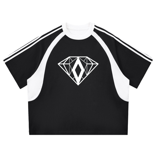 Contrast Stripes Panel Mesh T-shirt