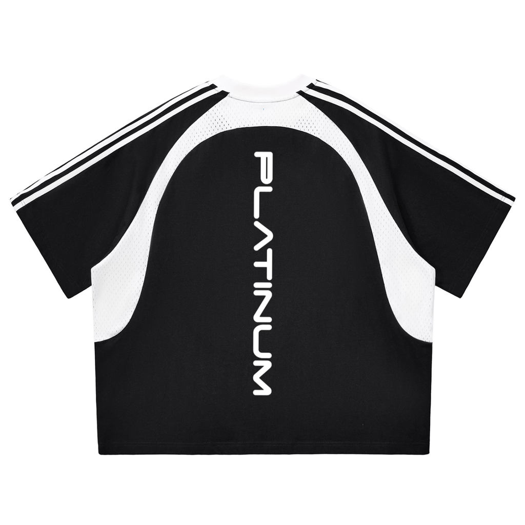 Contrast Stripes Panel Mesh T-shirt