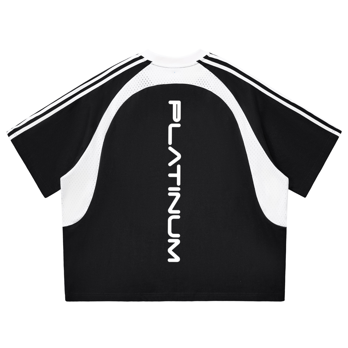 Contrast Stripes Panel Mesh T-shirt