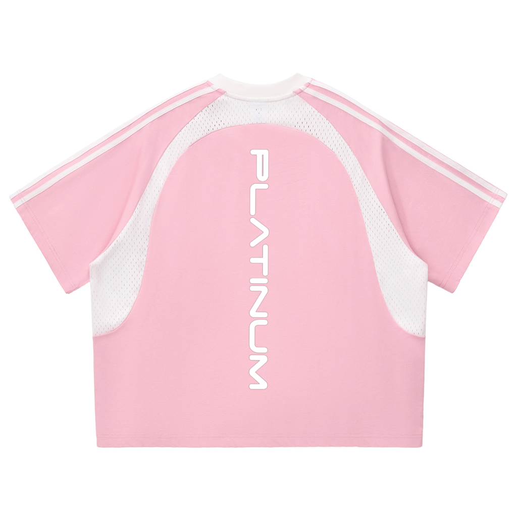 Contrast Stripes Panel Mesh T-shirt